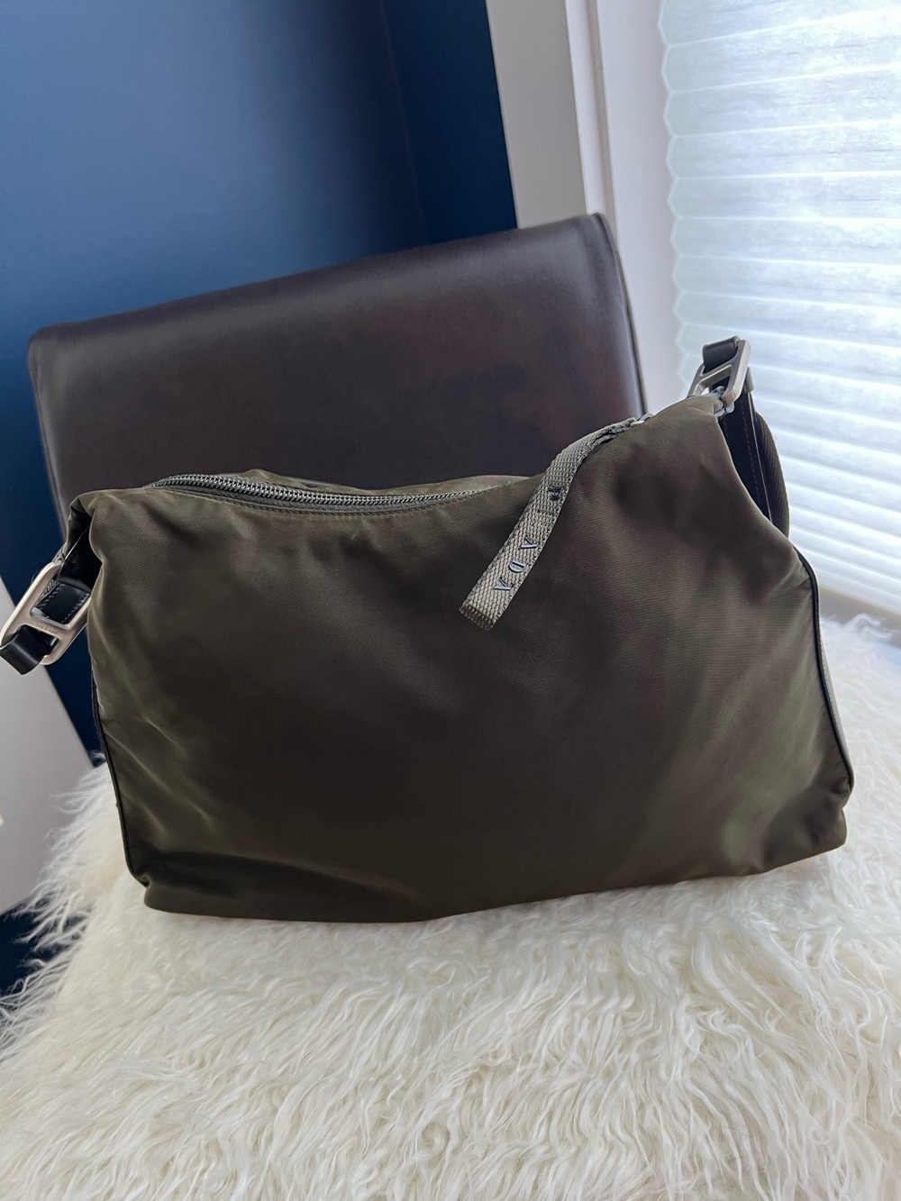 Prada Tessuto Nylon Olive Green Shoulder Bag